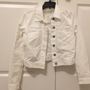 Cropped White Denim Jacket
